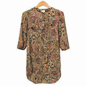 Fig & Flower Tunic Top Womens Size Small Hi-Lo Paisley Print Lightwight Artsy